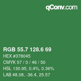 カラーコード: RGB 55.7 128.6 69 | qconv.com