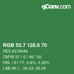 カラーコード: RGB 55.7 128.6 70 | qconv.com