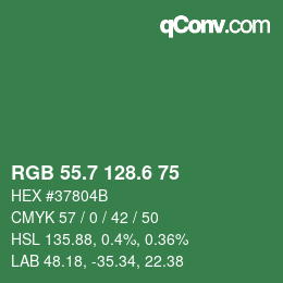 カラーコード: RGB 55.7 128.6 75 | qconv.com