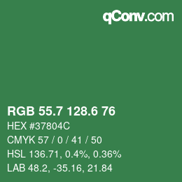 カラーコード: RGB 55.7 128.6 76 | qconv.com