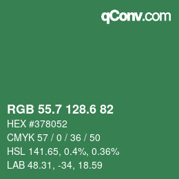 カラーコード: RGB 55.7 128.6 82 | qconv.com