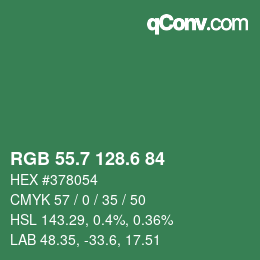 カラーコード: RGB 55.7 128.6 84 | qconv.com