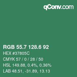 カラーコード: RGB 55.7 128.6 92 | qconv.com