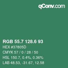 カラーコード: RGB 55.7 128.6 93 | qconv.com