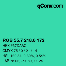 カラーコード: RGB 55.7 218.6 172 | qconv.com