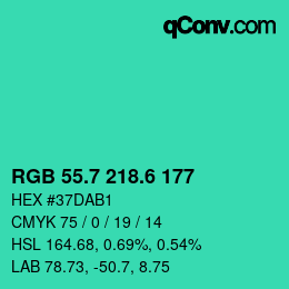 カラーコード: RGB 55.7 218.6 177 | qconv.com