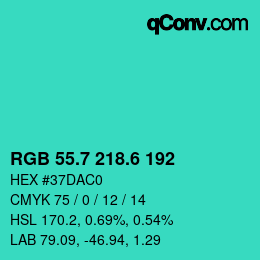 カラーコード: RGB 55.7 218.6 192 | qconv.com