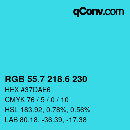 カラーコード: RGB 55.7 218.6 230 | qconv.com