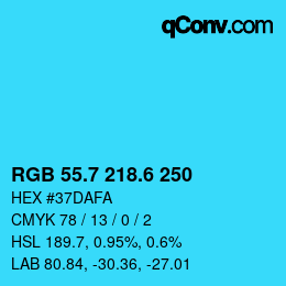 カラーコード: RGB 55.7 218.6 250 | qconv.com