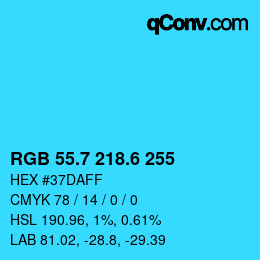 カラーコード: RGB 55.7 218.6 255 | qconv.com