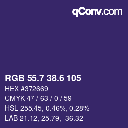 カラーコード: RGB 55.7 38.6 105 | qconv.com