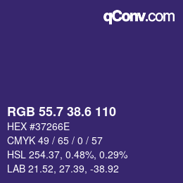 カラーコード: RGB 55.7 38.6 110 | qconv.com
