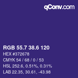カラーコード: RGB 55.7 38.6 120 | qconv.com