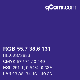 カラーコード: RGB 55.7 38.6 131 | qconv.com