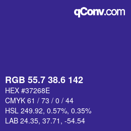 カラーコード: RGB 55.7 38.6 142 | qconv.com