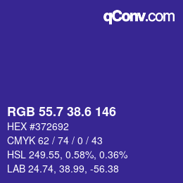 カラーコード: RGB 55.7 38.6 146 | qconv.com