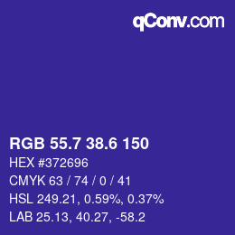 カラーコード: RGB 55.7 38.6 150 | qconv.com