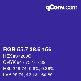 カラーコード: RGB 55.7 38.6 156 | qconv.com