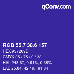 カラーコード: RGB 55.7 38.6 157 | qconv.com