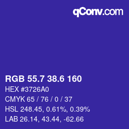 カラーコード: RGB 55.7 38.6 160 | qconv.com