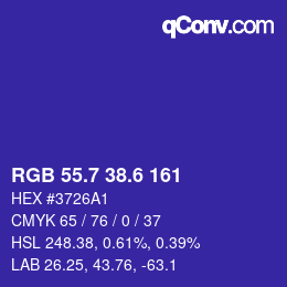 カラーコード: RGB 55.7 38.6 161 | qconv.com