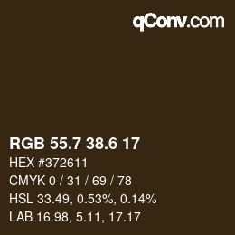カラーコード: RGB 55.7 38.6 17 | qconv.com