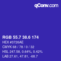 カラーコード: RGB 55.7 38.6 174 | qconv.com