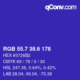 カラーコード: RGB 55.7 38.6 178 | qconv.com