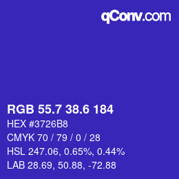 カラーコード: RGB 55.7 38.6 184 | qconv.com