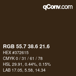 カラーコード: RGB 55.7 38.6 21.6 | qconv.com