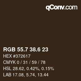 カラーコード: RGB 55.7 38.6 23 | qconv.com