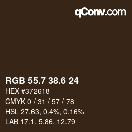 カラーコード: RGB 55.7 38.6 24 | qconv.com