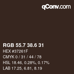 カラーコード: RGB 55.7 38.6 31 | qconv.com