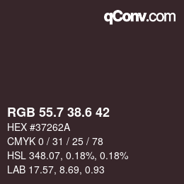 カラーコード: RGB 55.7 38.6 42 | qconv.com