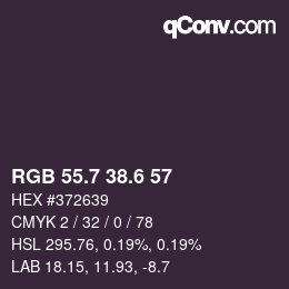 カラーコード: RGB 55.7 38.6 57 | qconv.com