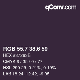 カラーコード: RGB 55.7 38.6 59 | qconv.com