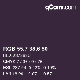 カラーコード: RGB 55.7 38.6 60 | qconv.com