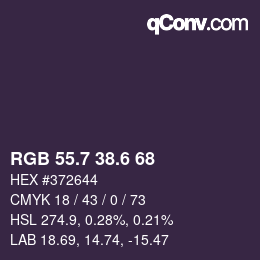 カラーコード: RGB 55.7 38.6 68 | qconv.com