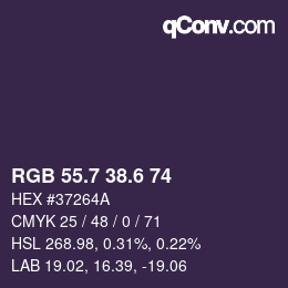 カラーコード: RGB 55.7 38.6 74 | qconv.com
