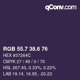 カラーコード: RGB 55.7 38.6 76 | qconv.com