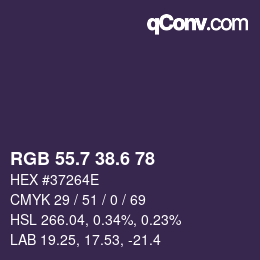 カラーコード: RGB 55.7 38.6 78 | qconv.com