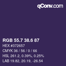 カラーコード: RGB 55.7 38.6 87 | qconv.com