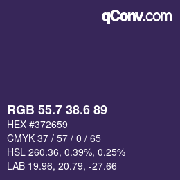 カラーコード: RGB 55.7 38.6 89 | qconv.com