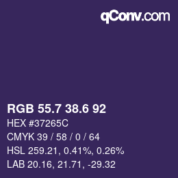 カラーコード: RGB 55.7 38.6 92 | qconv.com