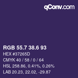 カラーコード: RGB 55.7 38.6 93 | qconv.com