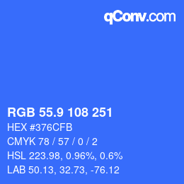カラーコード: RGB 55.9 108 251 | qconv.com
