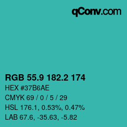 カラーコード: RGB 55.9 182.2 174 | qconv.com
