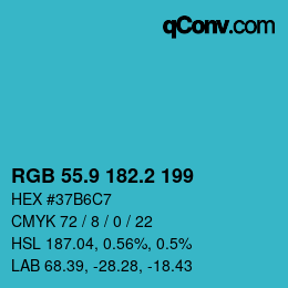 Color code: RGB 55.9 182.2 199 | qconv.com