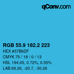 Color code: RGB 55.9 182.2 223 | qconv.com