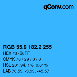 Farbcode: RGB 55.9 182.2 255 | qconv.com